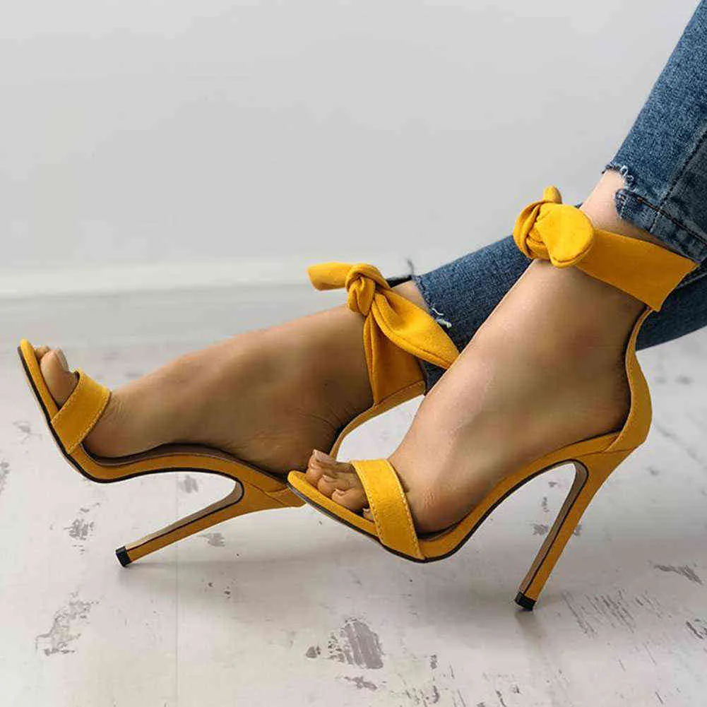 Doratasia Ny Ins Hot Women's Thin High Heels Sandaler Fashion Bowknot Sexig Sommar Kvinnor Party Office Skor Kvinna Y0721