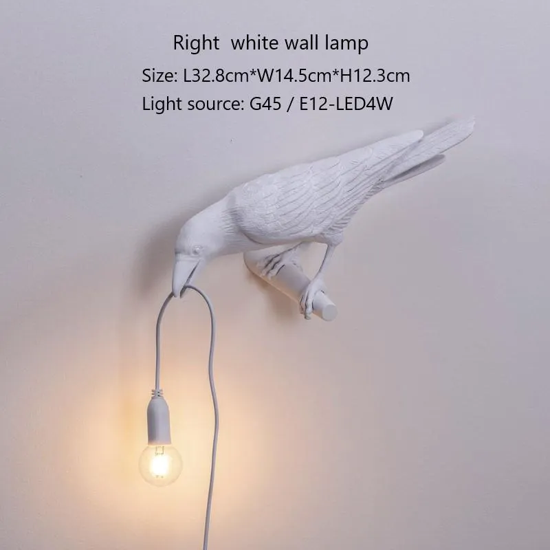 벽 램프 이탈리아 새 램프 주도 동물 까마귀 가구 가벼운 스콘 거실 침실 침대 옆 홈 데코 장식 254d