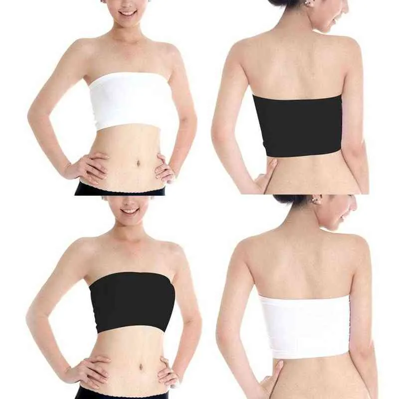 2019 mode Sommer Rohr Tops Unterwäsche Frauen Casual Ärmellose Tank Tops Trägerlosen Dessous Camis Crop Tops Femme Schwarz Weiß Y220304