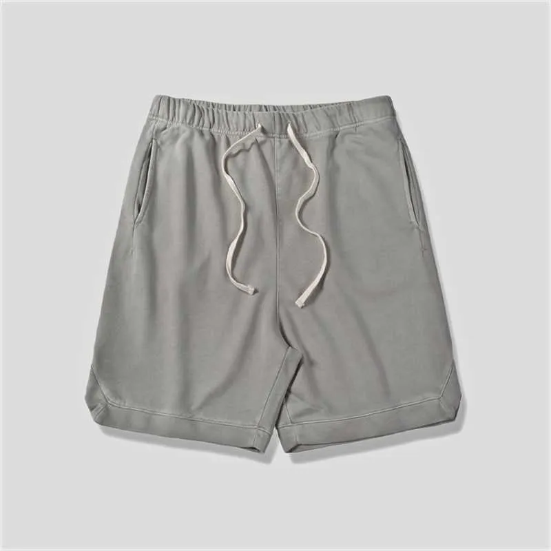 Washed Cotton Vintage Sweat Shorts Summer Elastic Waist Jogger Short 210716
