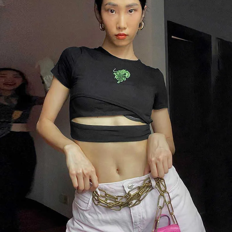 Goth T-shirt Y2k Crop Tops Femme Vêtements Harajuku Graphic Moto T Shirts Vintage Punk Tees Kawaii Basic Toppies LS21233 210712