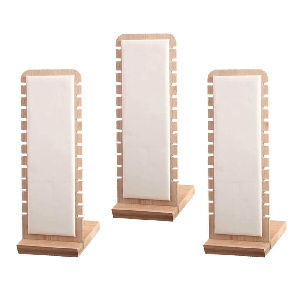 3x Modern Bamboo Necklace Jewelry Tabletop Display Boards 27x10cm Neckchain Display Stand 210713300N