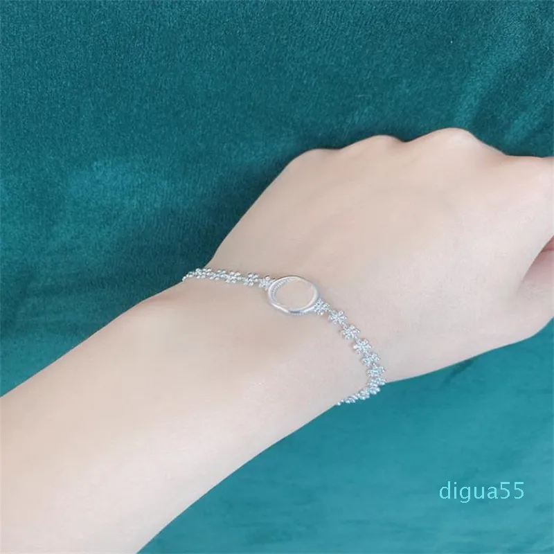 Femme 925 Sterling Silver Bracelet Mode Main Caténaire Lady Luxurys Designers Bracelet Argent Lien Chaîne Femmes Bijoux Letter262b