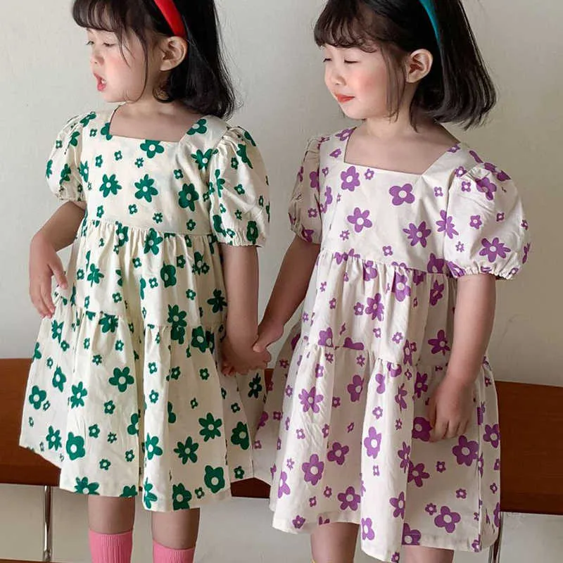 Abito estivo stile coreano giapponese ragazze vestiti bambini festa di fiori neonata 210528