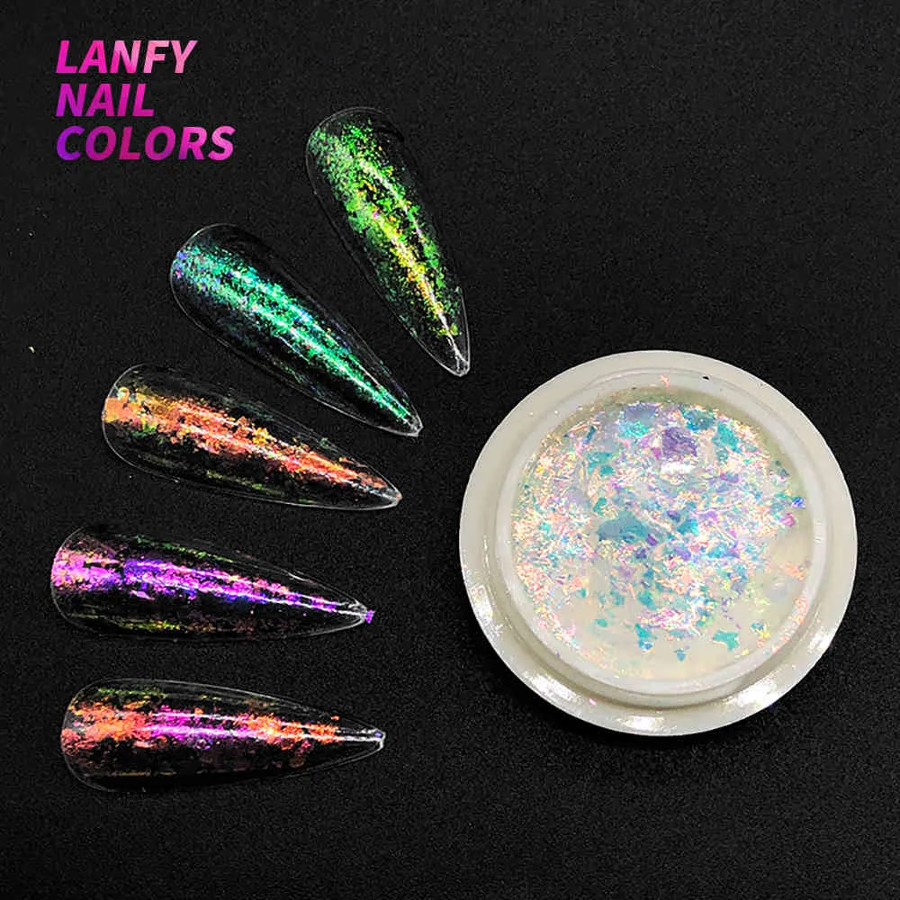 5G MT Magic Starry Sky Mirror Effects Holografische kameleon Transparante Rainbow Flake Pigment Nail Art Powder