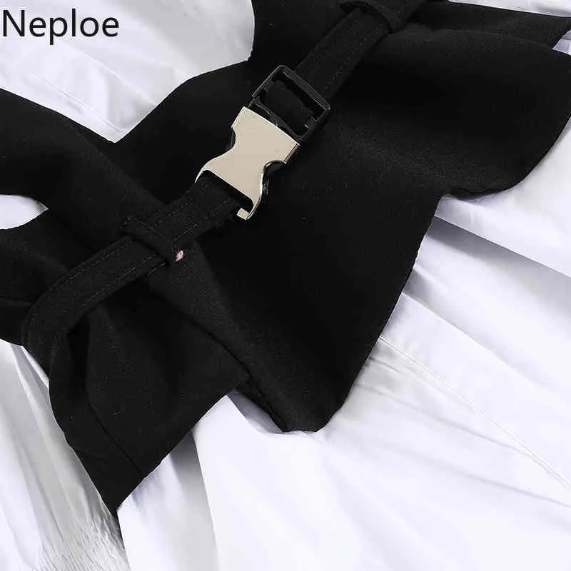 Neploe Frauen Bluse Baumwolle Puff Sleeve Slim Weißes Hemd Chic Weste Sling Tops Koreanische Mode Blusen Blusas Mujer De Moda 210422