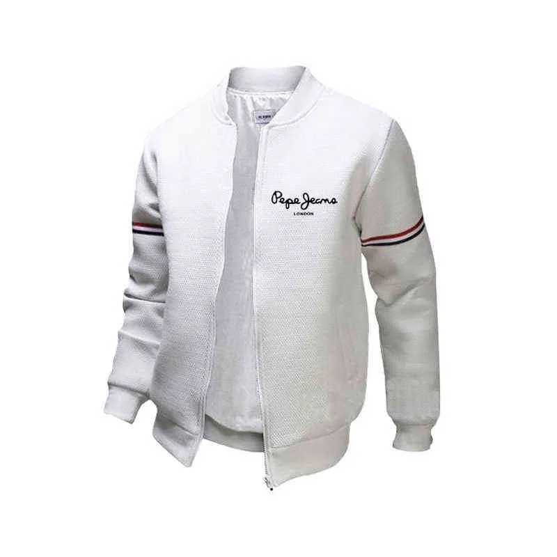 Pepe Print Men Autumn and Winter Solid Color Coat Casual Outdoor Baseball Clothes Man Slim Fit Sports Zipper Jacket 211214