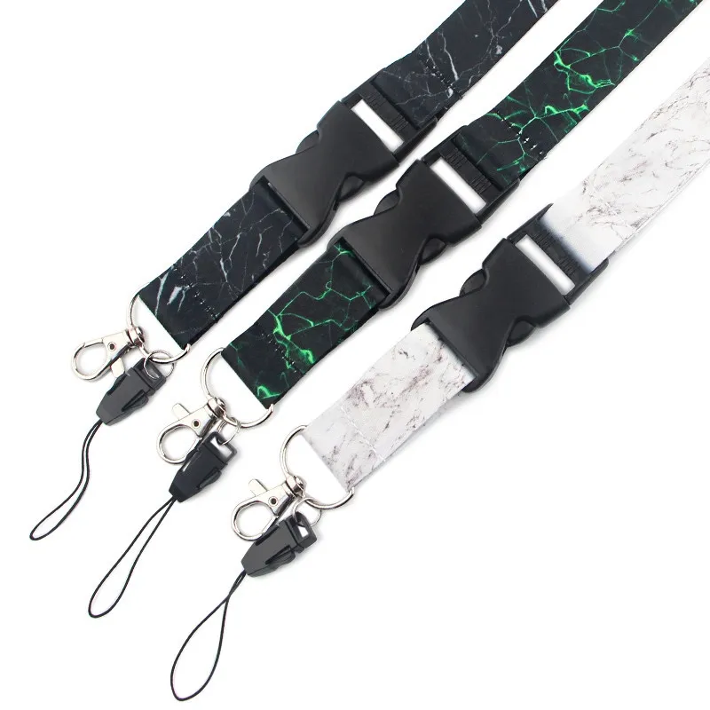 Marble Printing Neck Strap Keychain Lanyard For Keys Women ID Badge Holder Keycord Hanging Rope Mobile Phone Accessories