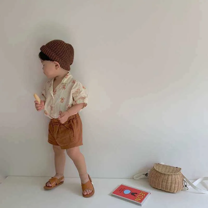 Primavera e Camisa de Verão Top + Shorts Two-Peça Terno Conjuntos de Reluz 2 peças para crianças Toddler Girl Outfits 210701