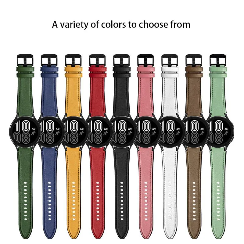Bracelets de montre en cuir et Silicone, 20mm, pour Galaxy 4, 40mm, 44mm, extrémité incurvée, classique, 46mm, 42mm, Business310n