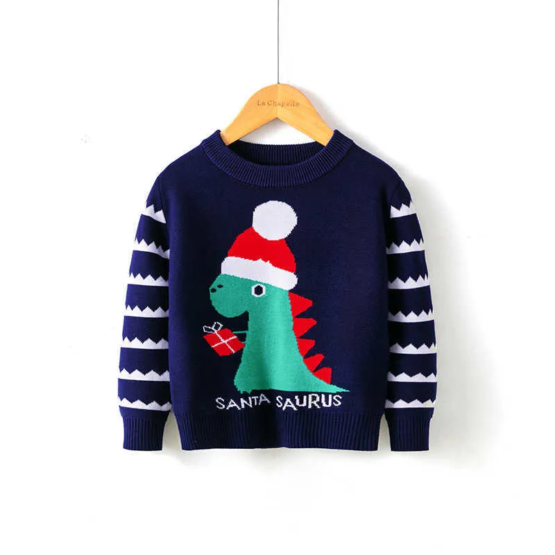 Dinosauro di Natale nuove ragazze ragazzi maglioni bambino inverno caldo manica lunga top ragazzi ragazze abbigliamento festa bambini maglione lavorato a maglia unisex Y1024