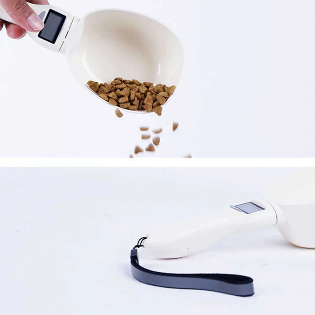 Multifunction Pet Food Scale Cup Portable Dog Cat Feeding Bowl Kitchen Spoon Measuring Scoop With Led Display 210615