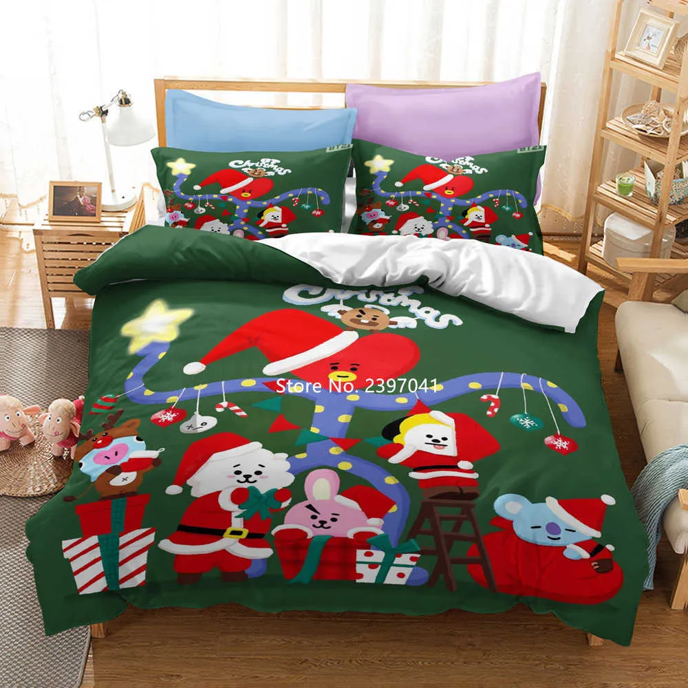 Juego de ropa de cama de 2 a 3 piezas textiles para el hogar, ropa de cama de dibujos animados para niños, decoración para dormitorio de estudiantes, funda de edredón, funda de almohada, tamaño Queen y King