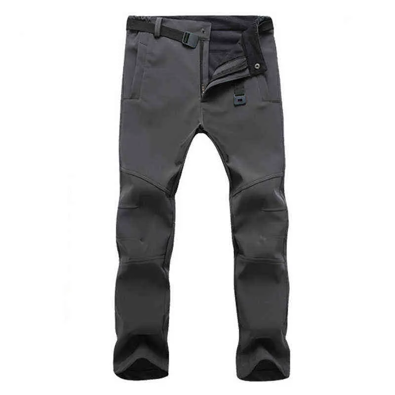 Pantalones de piel de tiburón de lana gruesa y cálida de invierno para hombre, pantalones militares tácticos informales, prendas de vestir impermeables elásticas para hombre, pantalones de chándal 211110