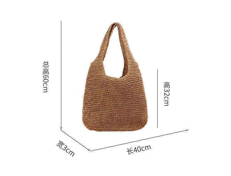 Alışveriş Çantaları Over Artırma Dokuma Hasır Tote Boho Büyük Omuz Kadınlar Için Yaz Plaj Bali Bohemian Çanta Tasarımcı Lüks Shopper 220303