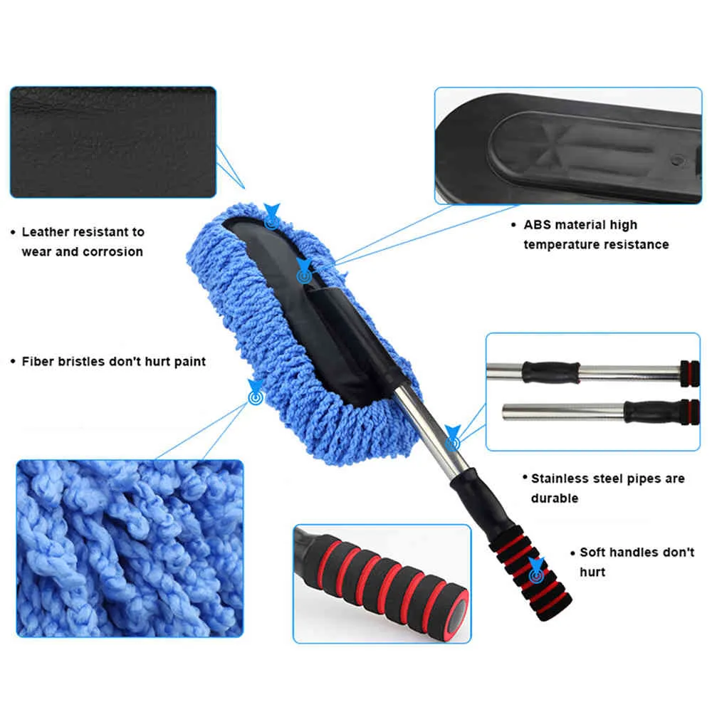 Upgrade Retractable Wax Tow Microfiber Dust Cleaning Brush room dual purpose dust broom Car cleaning supplies