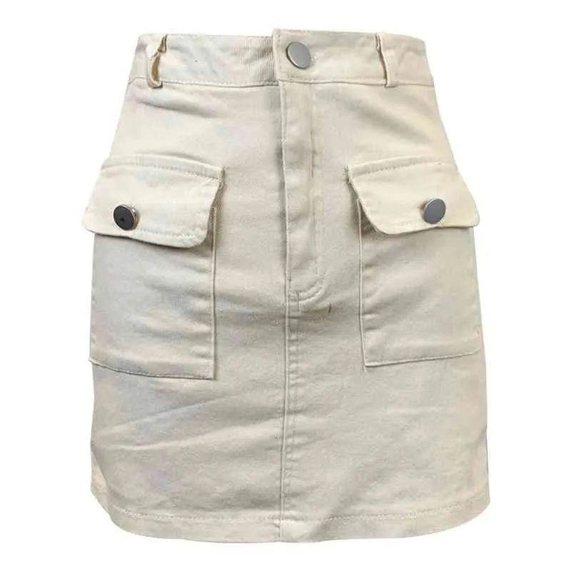 Kimutomo Vintage Summer Shorts Femmes Couleur Solide Coréen Taille Haute Minceur Poches Denim Shorts Jupes Chic Mode 210521