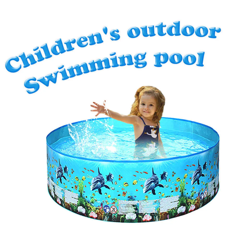 Extérieur arrière-cour fashion enfants pliable piscine rond motif marin Piscines de transport facile de nager parties durables x0710