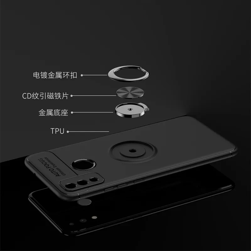 Hüllen für Huawei Honor 9X Lite Cover mit Metall-Fingerring-Ständer Coque für Huawei Honor 9X Honor9X Hüllen Weiches Silikon Fundas