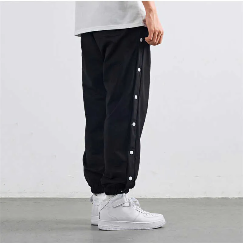 2021 mode Baggy Harem hommes pantalons en plein air Jogging Sport pantalon taille élastique solide bouton confort à la mode Fitness pantalon X0723