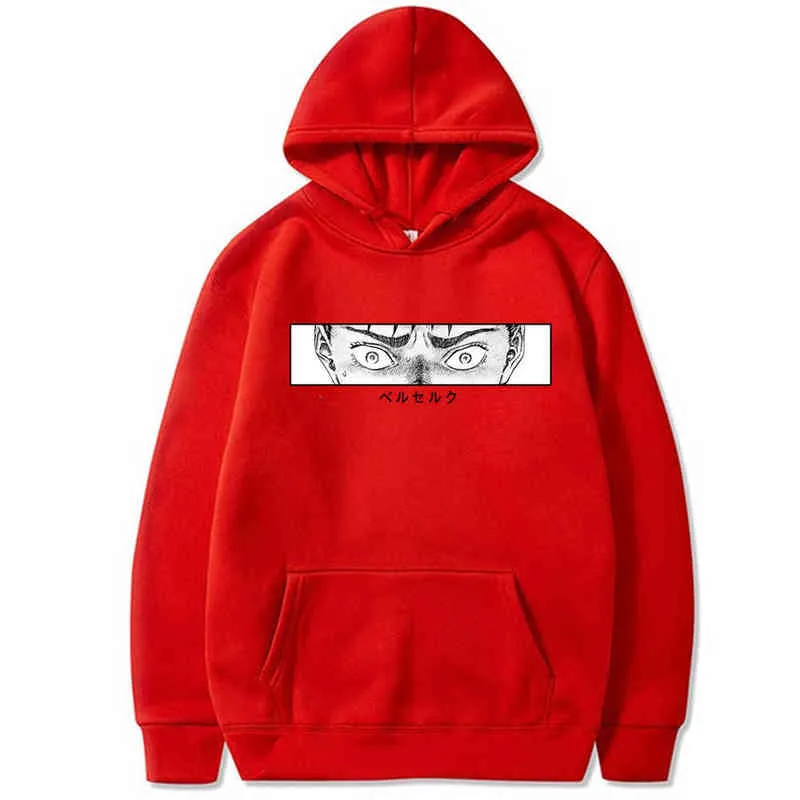 Mężczyźni Berserk Odwagi Kapturem Japoński Graficzny Anime Hoodie Anime Eyes Hoodies Tops Odzież H1227