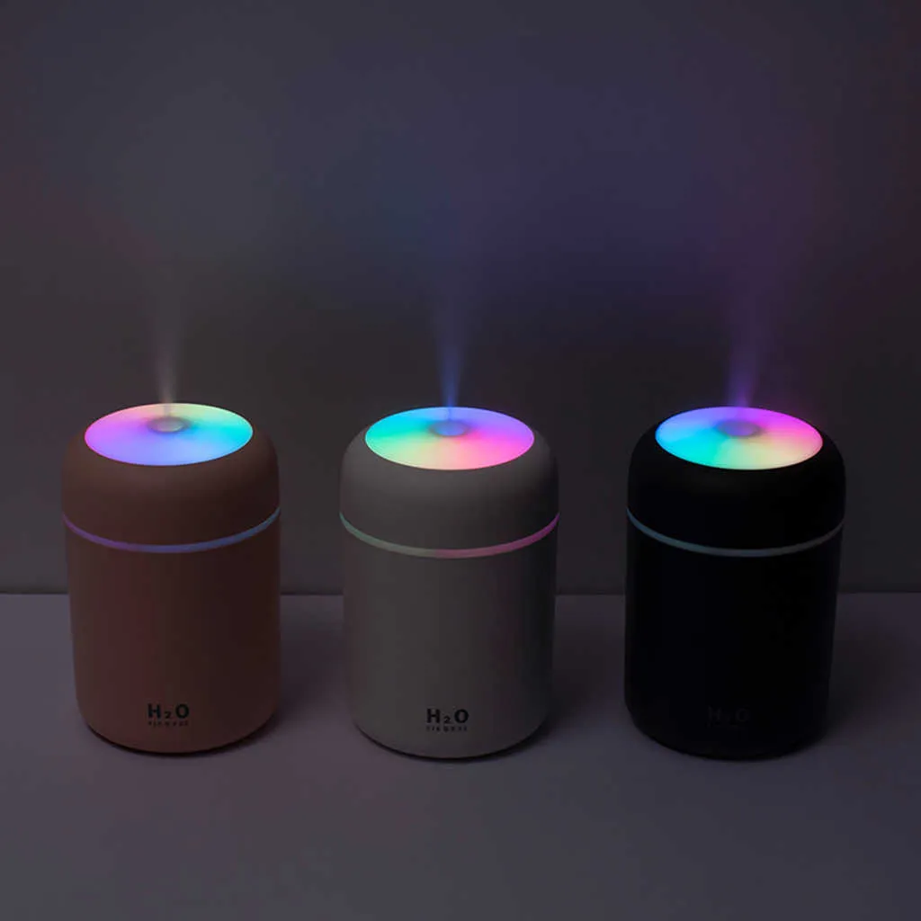 300 ml USB-Luftbefeuchter Mini Ultraschall Romantisches weiches Licht Aroma Diffusor Autoreiniger Home Office Cool Mist Maker 210724
