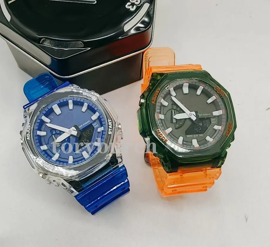 Nueva llegada Serie 2100 Relojes transparentes Pantalla dual Luminoso deportivo casual estudiante de alta calidad todas las funciones funcionan con luz automática 291q