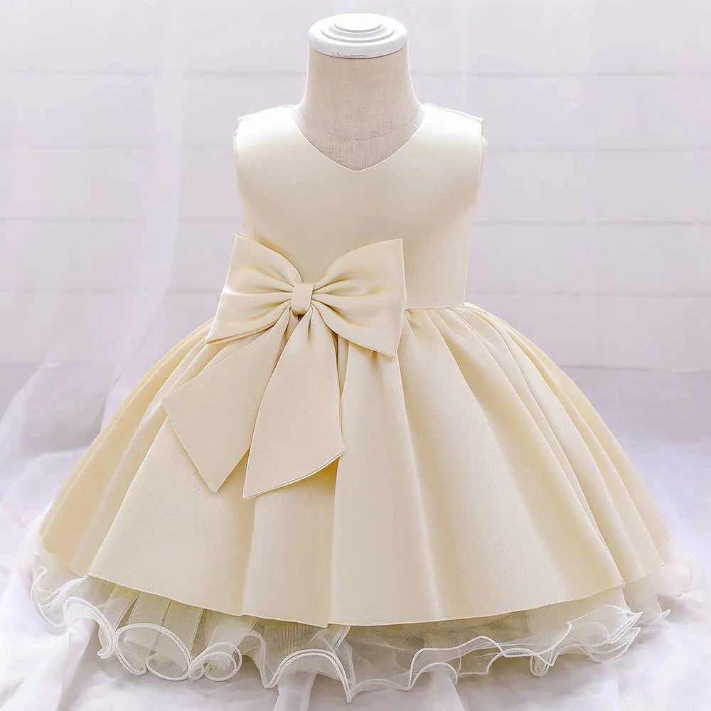2021 Nouvelle robe d'été en satin pour bébés filles robes de mariée tutu princesse robe de bébé fille de 3 mois à 5 ans Q0716