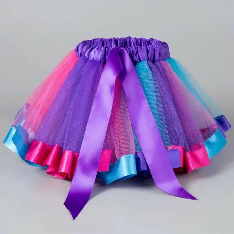 6 couleurs Vêtements pour enfants Jupes arc-en-maille Tutu Jupe de Noël Spectacle de danse pour enfants bébé Jupe Décoration de fête T2I52149