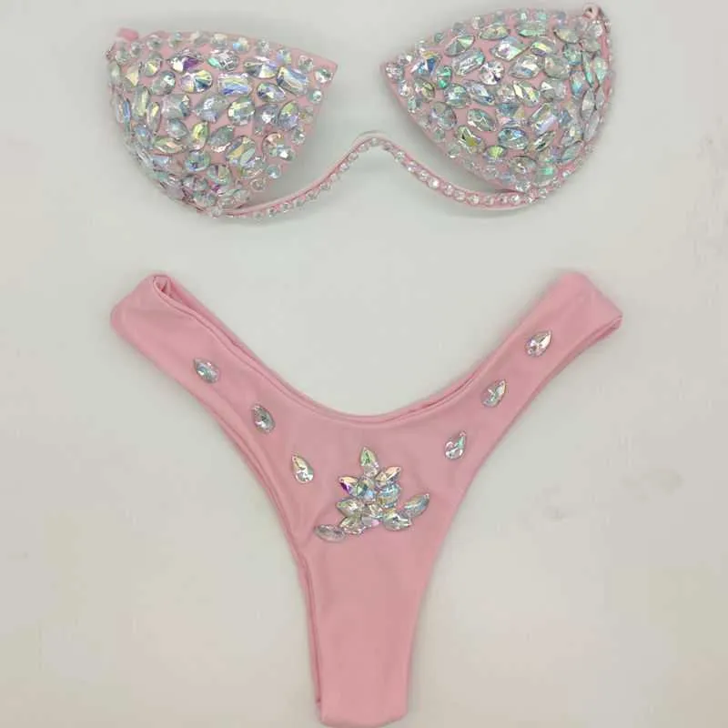 2021 venus vakantie sexy vrouwen bikini set strass diamant badmode bling stenen zomer badpak badpak biquini7709800