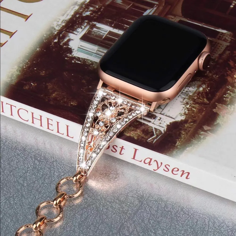 Luxe bling diamant dames armband voor Apple Watch Band Series 6 SE 5 4 3 metalen band voor Iwatch 40mm 44 mm 38 mm 42 mm kettingriem7298290