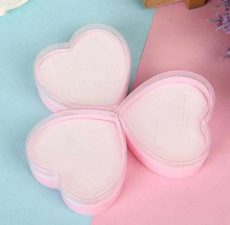 120st Ny transparent akrylring Box Heart Shape Par Ring Lover Ring Boxes Smycken Display Rack Gift Storage Case