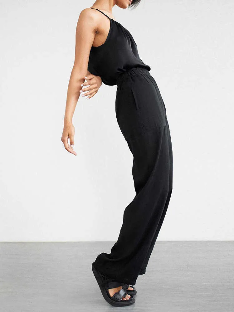 Sexy Satin Camisole Trouser Suits Spaghetti Strap Women Pajama Feminino Summer Sleep Tops Set Woman Sleeveless Homewear Q0706