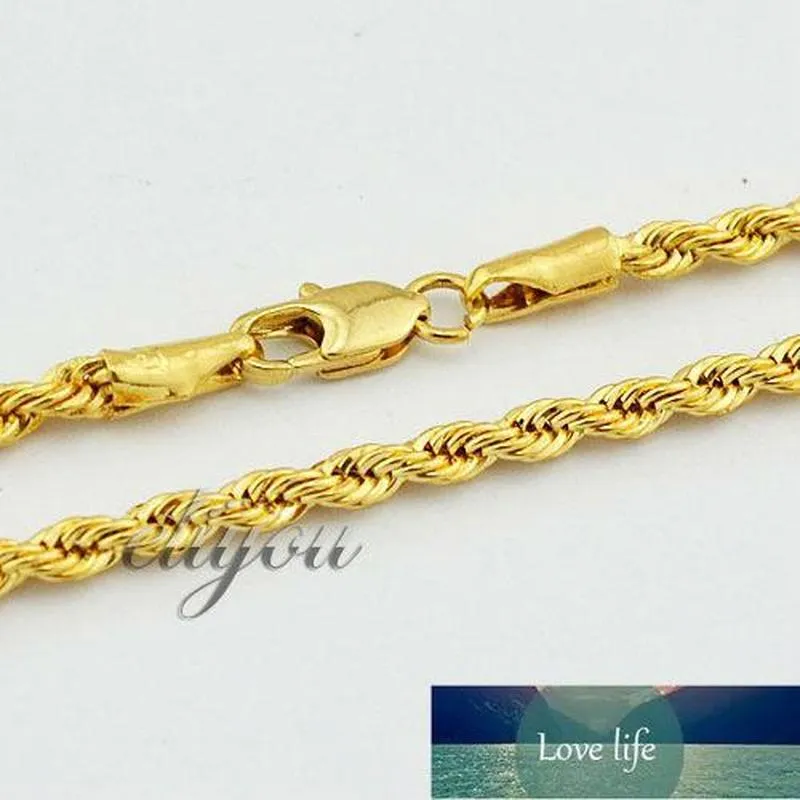 Nuovi gioielli di moda 4mm Uomo Donna Collana in oro giallo 18 carati Collana con corda e catena Gioielli in oro DJN86 Esperto di fabbrica d308O