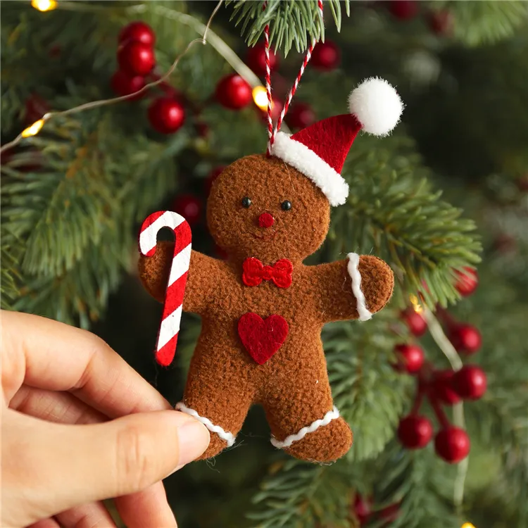 Lebkuchenmann Weihnachten Anhänger Dekoration Cookie Puppe Plüsch Santa Baum Widget Ornamente Weihnachten Liefert ZC637