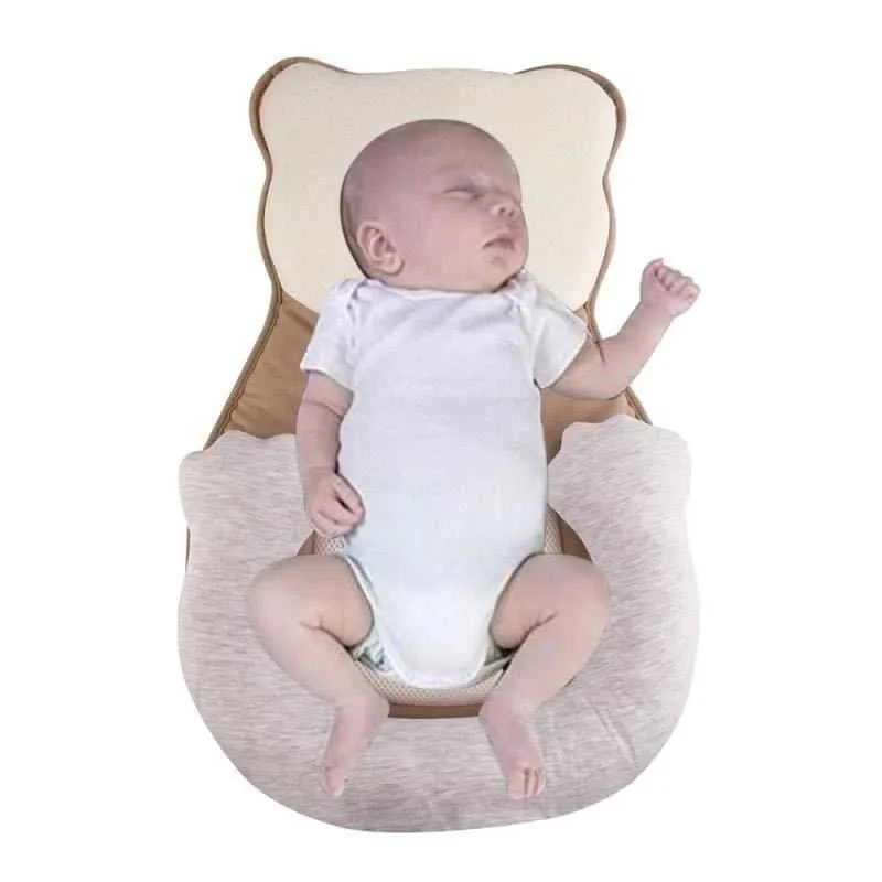 AMTOY Stützkissen für Neugeborene im Alter von 0 bis 6 Monaten, niedliches Bären-Komfort-Nest für geborene Babys, tragbare Kuschelbettmatratze 211025