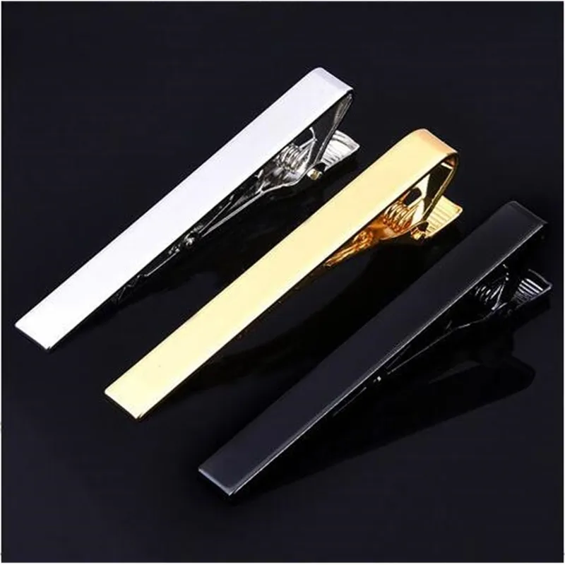 Classic 58cm/43cm Clips Copper Plating Bright Plain Pins Tie Bar Simple Business Fashion Men's Jewelry