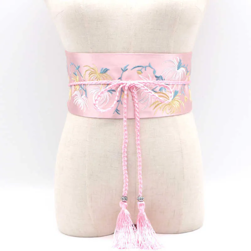 Women's Japanese Traditional Clothing Wide Waistband Vintage Fashion Print Yukata Obi Sash Tightening Clothing Accessories G1026