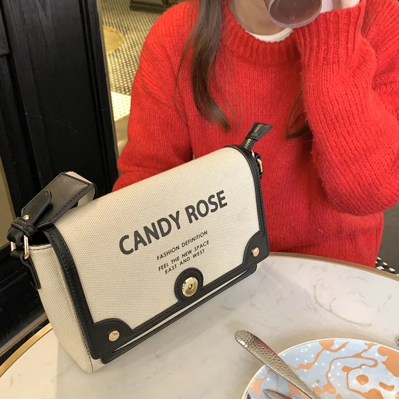 HBP CandyRose single shoulder bag website authentic CR clamshell camera magnet buckle fashionable canvas printing inclined 2021