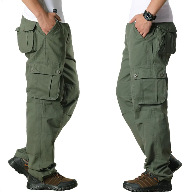 Stilar militära män byxor flera fickor sport joggare streetwear armé rakt långa byxor lastbyxor casual byxor för män kläder