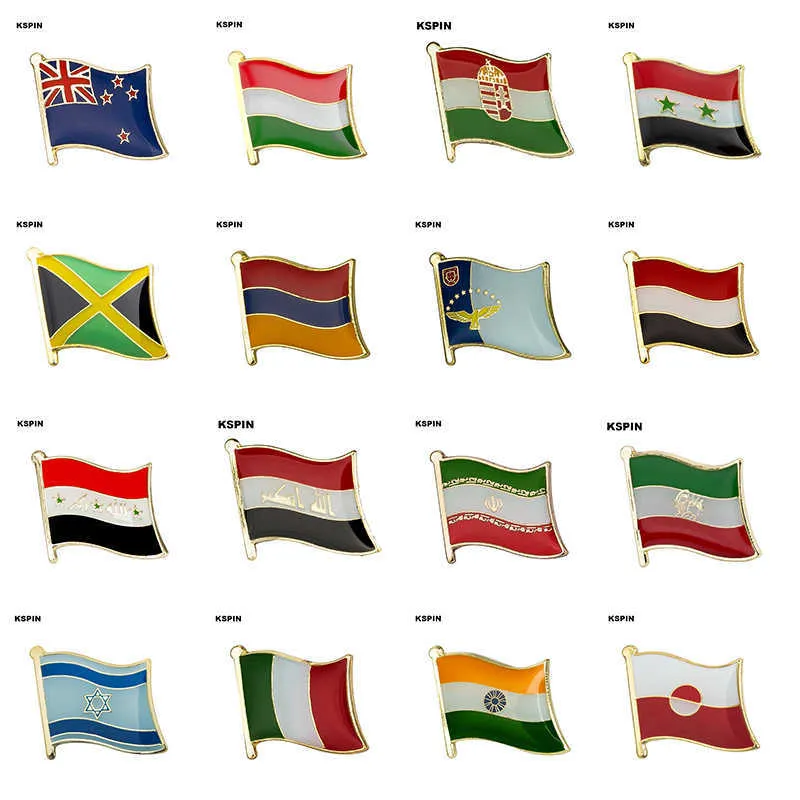 Drapeau Laple Pin Badge Broche Nouvelle-Zélande Hongrie Syrie Jamaïque Arménie Açores Yémen Irak Iran Israël Italie Inde Groenland