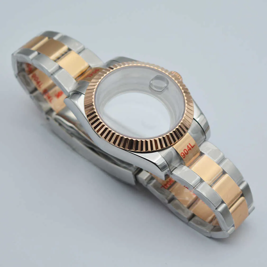 Cassa da 36mm/40mm in argento/oro rosa adatta al movimento Miyota 8205 8215 DG2813 cinturino in acciaio con vetro zaffiro cassa nh35 Q0902