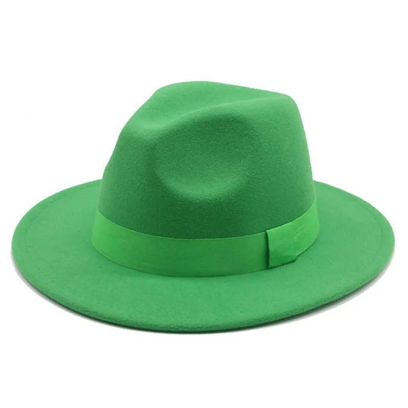 шляпа-федора с лентой и поясом с широкими полями, однотонный круглый топ, женская классическая панама, торжественное платье, церковное, зеленое, белое, черное, зимнее 2106083951536