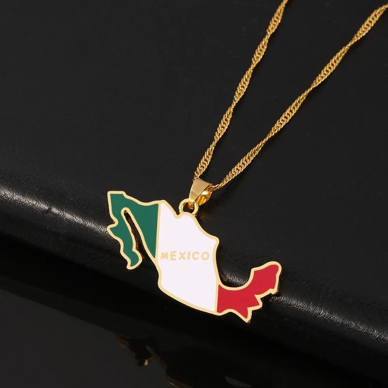 Mexique Carte Flag Collier Fashion Nation Nation charme Femmes Sweater Collier Special National Day Memorial Gift Jewelry Pendant Colliers 302J