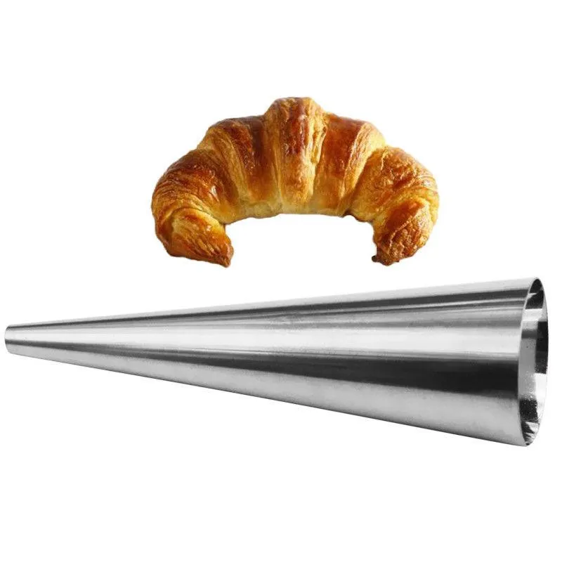 Baking & Pastry Tools High Quality Conical Tube Cone Roll Moulds Stainless Steel Spiral Croissants Molds Cream Horn Cake Bre287T