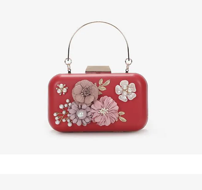 Säljs manuella miniblommor kosmetiska väskor handväska axel messenger kedja väska hög kvalitet278a