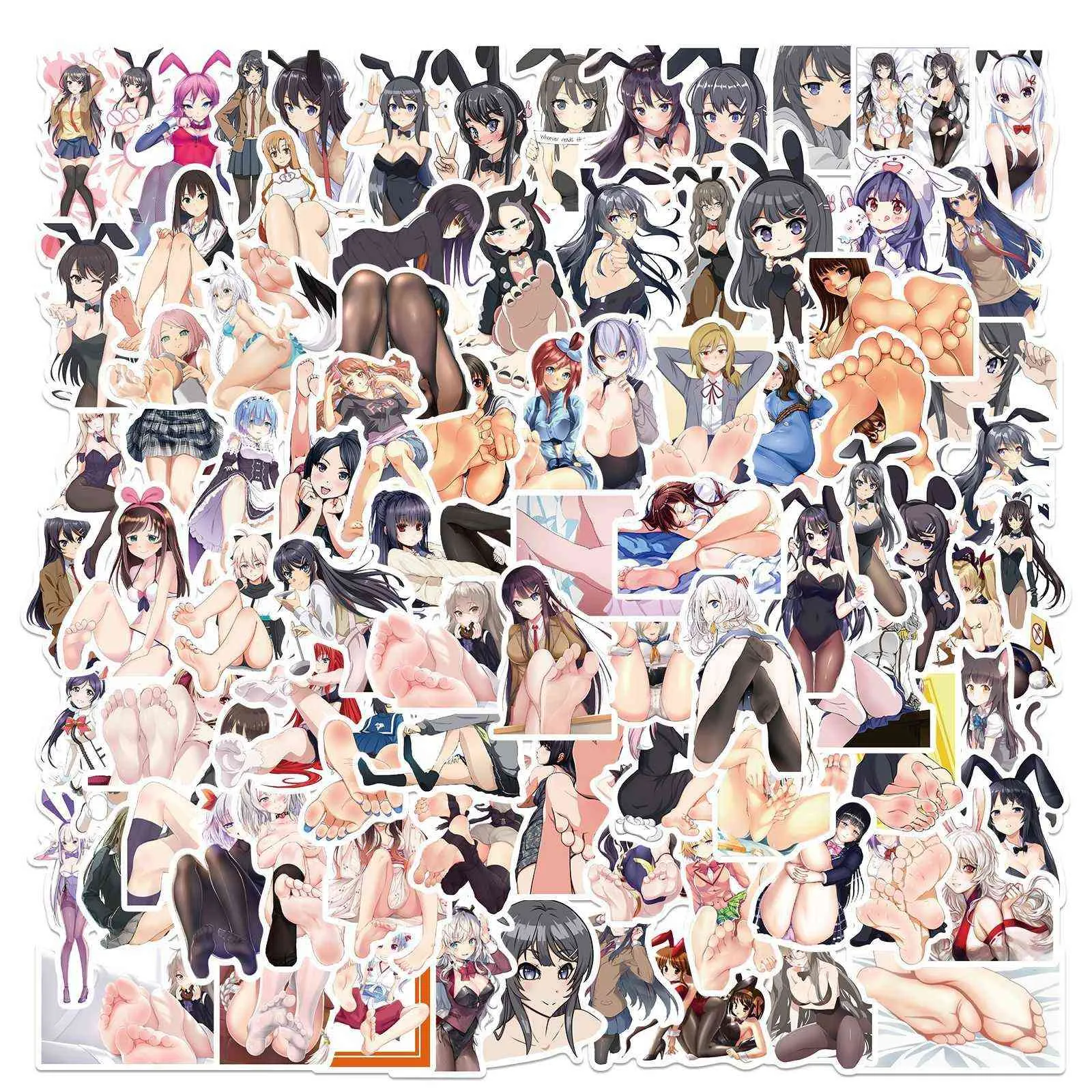 10/50/anime hentai sexy pinup bunny girl waifu decal stickers portable suitcase car truck car sticker