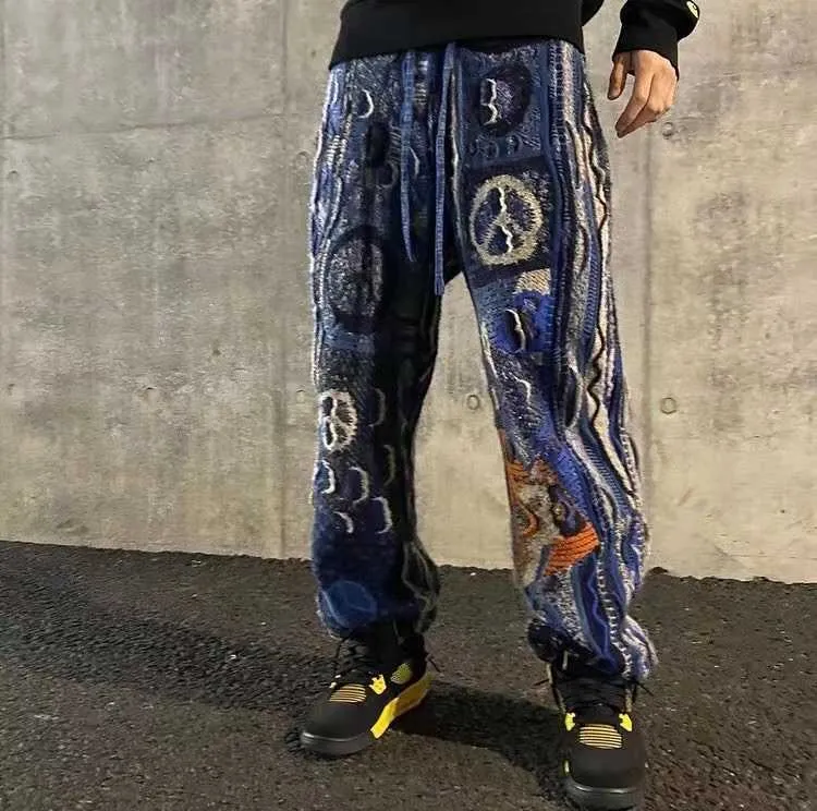 Pantalones de hombre Hirata hohiro de punto American Kapital cosido hip hop piernas anti guerra pantalones para hombres y mujeres
