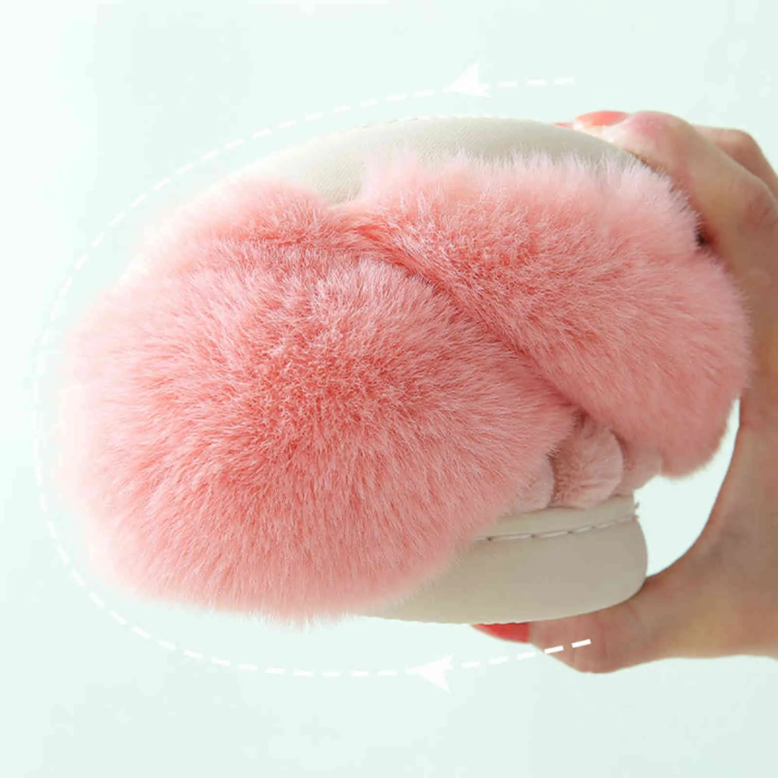 Winter Home Women Slippers Furry Shoes Thick Warm Fur Slides Girl Cute Clouds Solid Color Flip Flops Flat Non-Slip Plush Slipper H1122