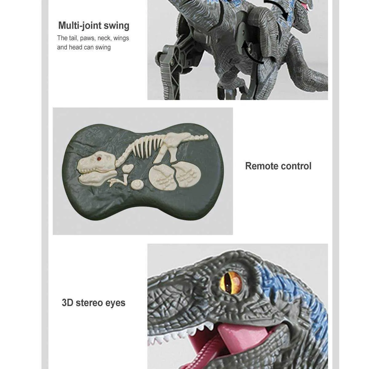 24 GHz neuer RC Dinosaurier Raptor Velociraptor Roar Wanderlicht Elektrische Fernbedienung Tiermodell Kinder Spielzeug Jungen Kinder Geschenke Q8904100